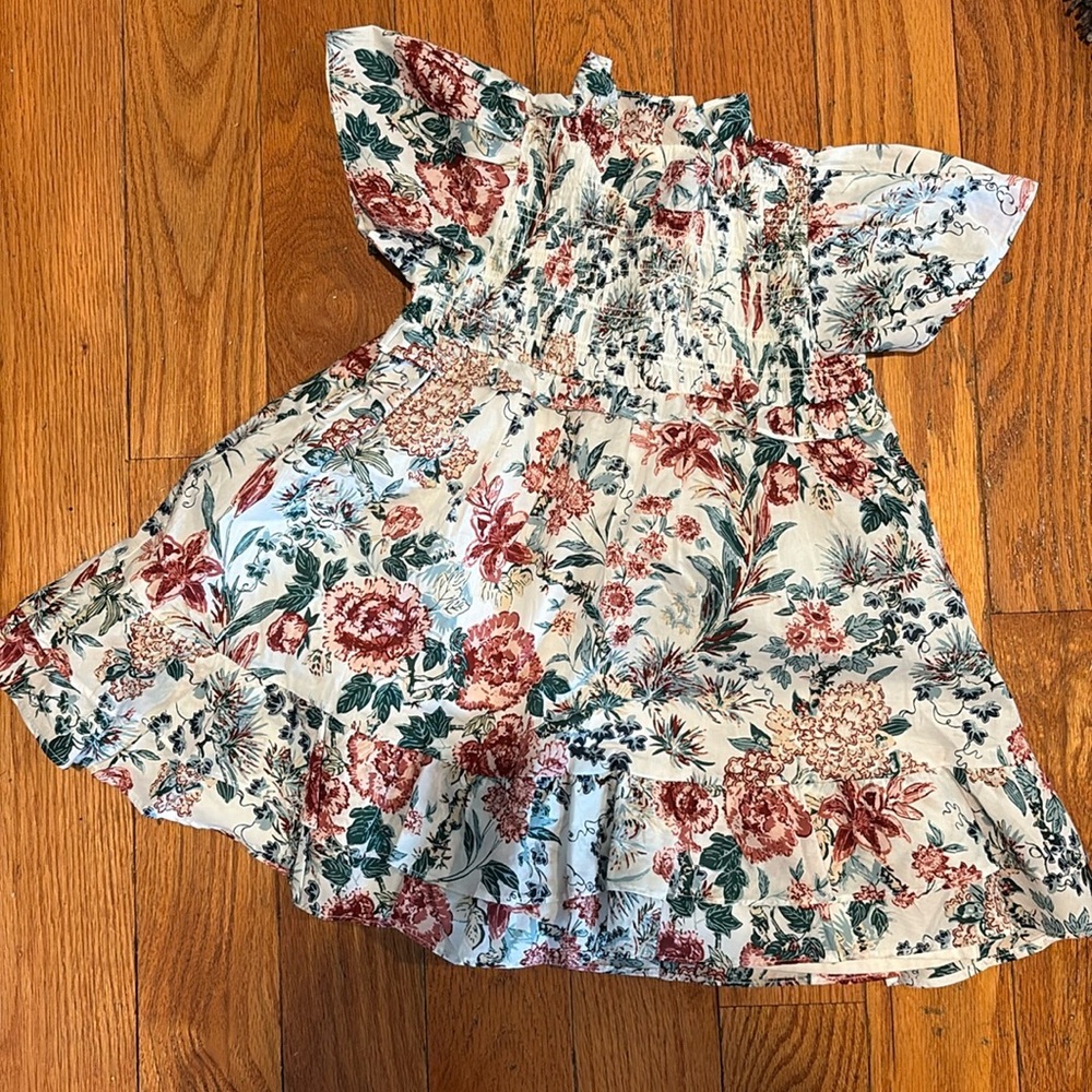 Janie and Jack Smocked Floral Ruffle Dress